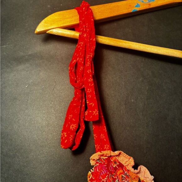 Free People Floral Red and Orange Maxi Dress Size 6 - Picture 4 of 8